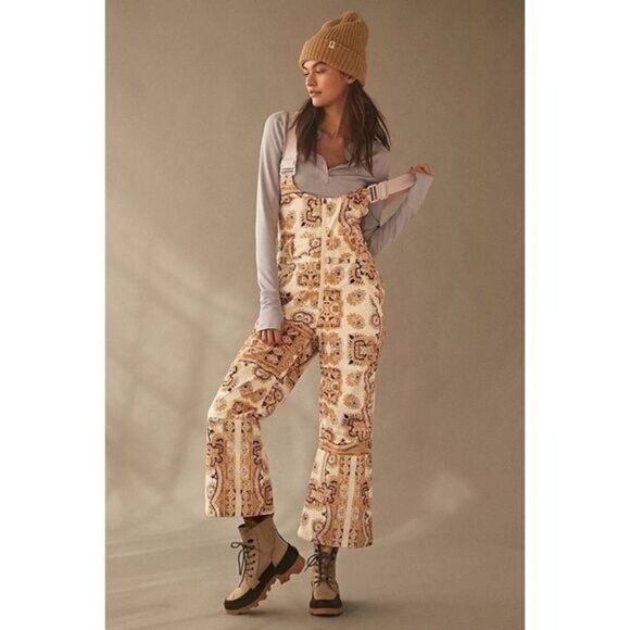 NWT Free People FP Movement Alpine Glow Printed Snow Bib  Pants Size Small - Picture 2 of 4